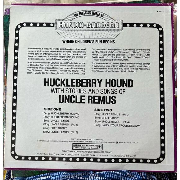 Vintage Huckleberry Hound Album With Stories And Songs From Uncle Remus Record 1 - Picture 2 of 4